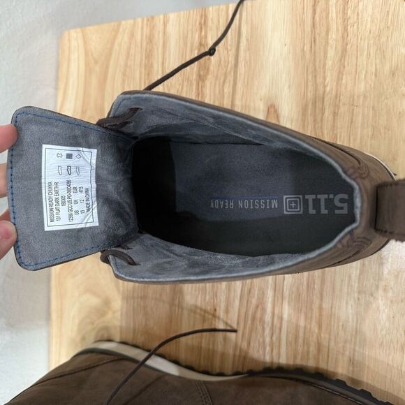 5.11 Tactical Mission Ready Mens Size 13 Chukka Boots Brown Leather Vibram Sole - Picture 8 of 9